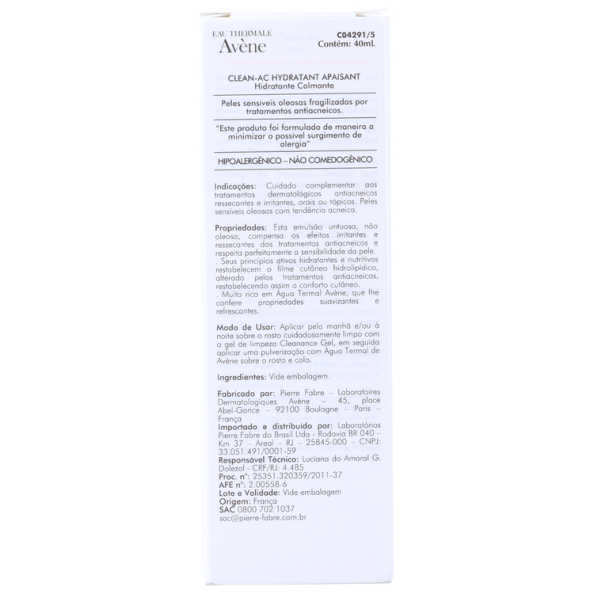 Avène Clean-Ac Crème - Hidratante Facial 40ml