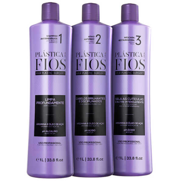 Cadiveu Professional Plástica dos Fios Kit Hair Plastic Surgery Selagem Térmica 1000ml (3 Produtos)