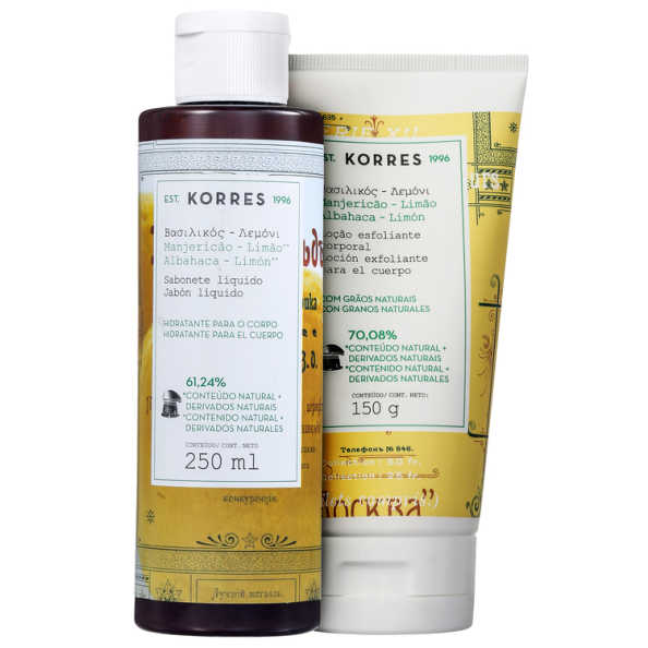 Kit Korres Manjericão-Limão Corpo e Banho (2 produtos)